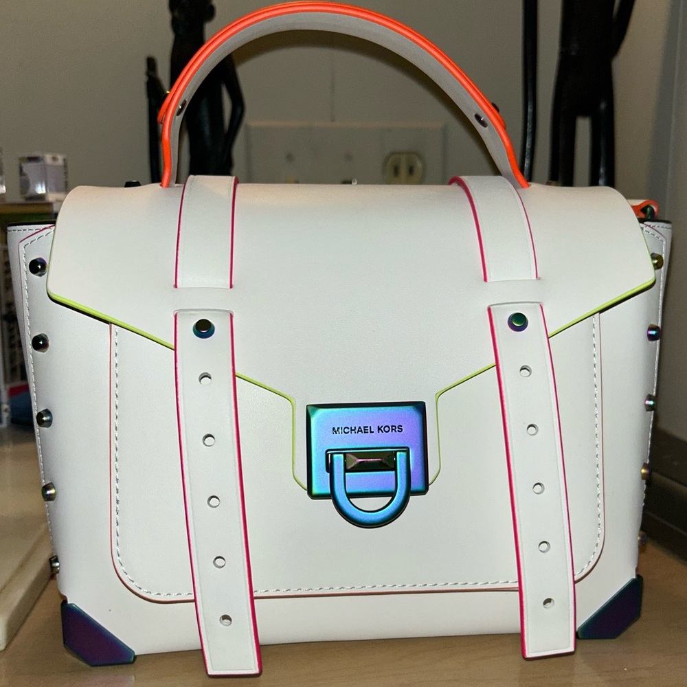 Michael Kors White Satchel with Multicolor Trim